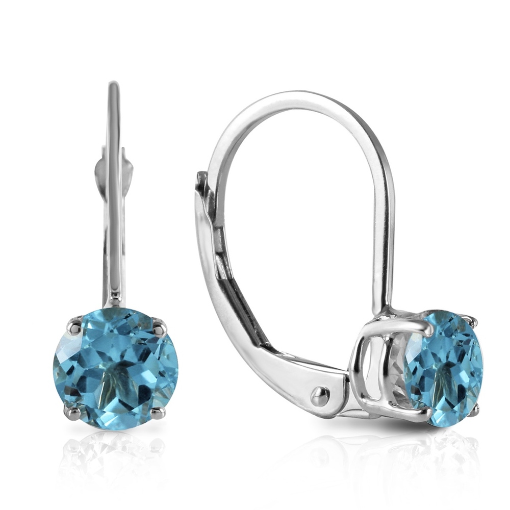 14K. SOLID GOLD LEVERBACK EARRING WITH BLUE TOPAZ - Picture 1 of 5